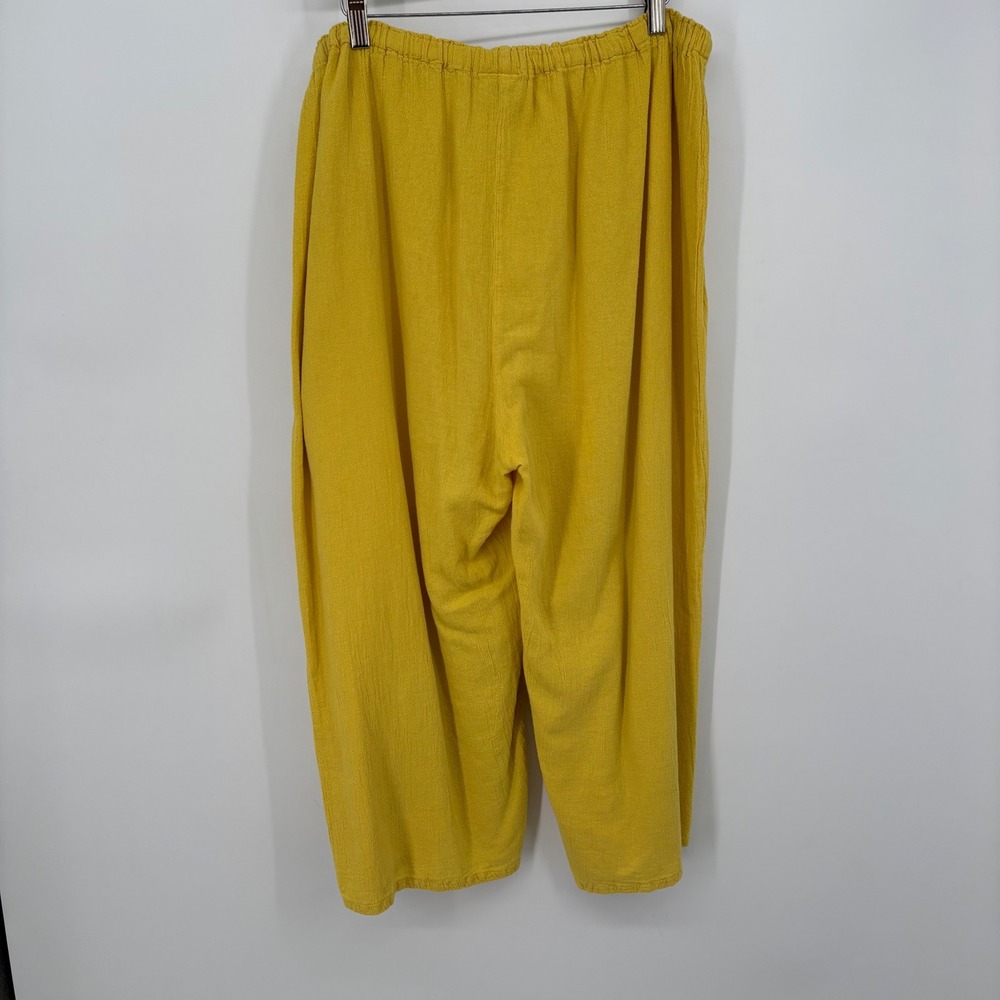 Oh My Gauze Wide-Leg Pants Drawstring Leg Pockets Yellow Size XXL (3) - Picture 7 of 8